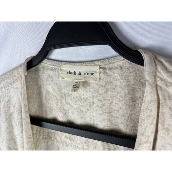 CLOTH & STONE Anthro Romper Women's Size Small Beige Snakeskin Linen Blend Soft - Picture 3 of 7